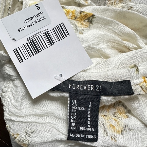 Forever 21 Yellow Floral Peplum Top – Size Small (NWT) - Picture 4 of 8